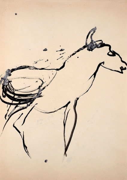 Зверев Анатолий Тимофеевич (1931–1986) «Лошадь Пржевальского». 1955-1959. Бумага, тушь, 28,8x20,3 см.