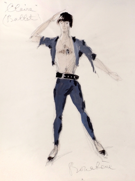 Бушен Дмитрий Дмитриевич (1893–1993) Эскиз мужского костюма к балету «Клэр». 1955. Бумага, смешанная техника, 32,5x25 см.