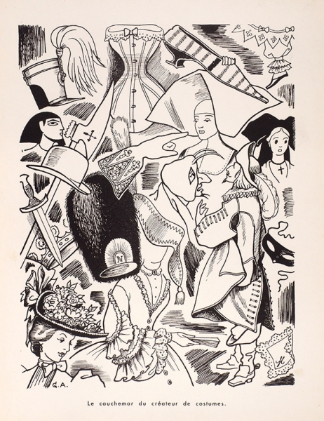 Анненков Юрий Павлович (1889–1974) «Кошмар художника по костюмам». 1960. Бумага, литография, 22,5x17,5 см.