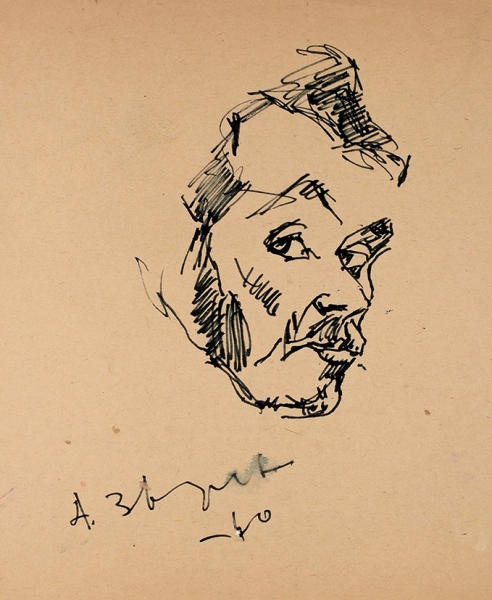 Зверев Анатолий Тимофеевич (1931–1986) «Автопортрет». 1960. Бумага, тушь, перо, 20,3x28,5 см.