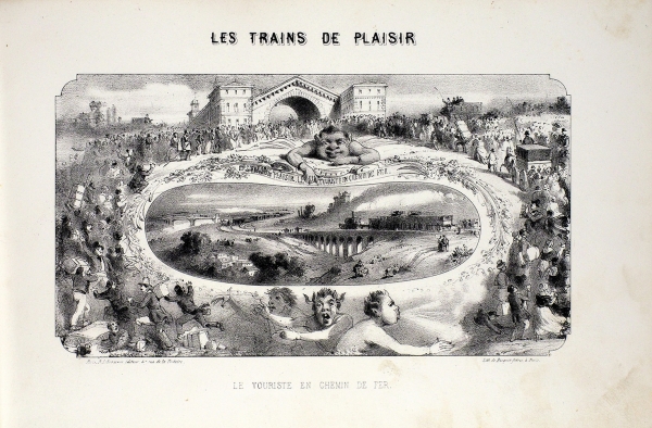 Поезда удовольствия. Туристическая железная дорога из Парижа в Версаль. [Les Trains de Plaisir. Le Touriste en Chemin de Fer. Ligne de Paris à Versailles. На фр. яз.]. Париж: R. Lebrasseur, [1845].