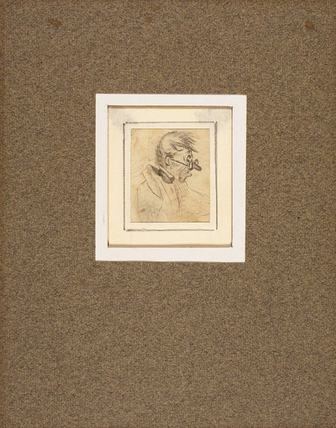 Орловский Александр Осипович (1777–1832) Шарж. Первая четверть XIX века. Бумага, графитный карандаш, 7,5x6,5 см (в свету).
