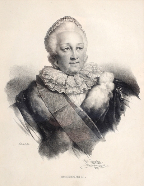 Греведон Анри (Henri Grеvedon) (1776–1860) «Портрет Екатерины II». 1827. Бумага, литография, 38,5x29,5 см (в свету).