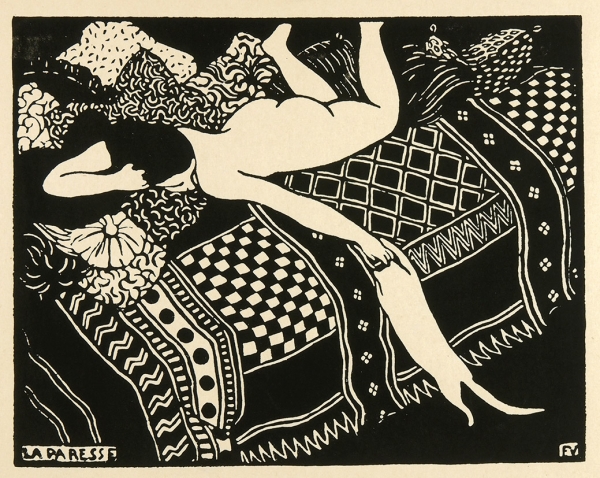 Валлоттон Феликс (Felix Vallotton) (1865-1925) «La Paresse (Лень)». 1896 (оттиск более позднего времени). Бумага, ксилография, 27x35 см (лист), 16x20,4 см (оттиск).