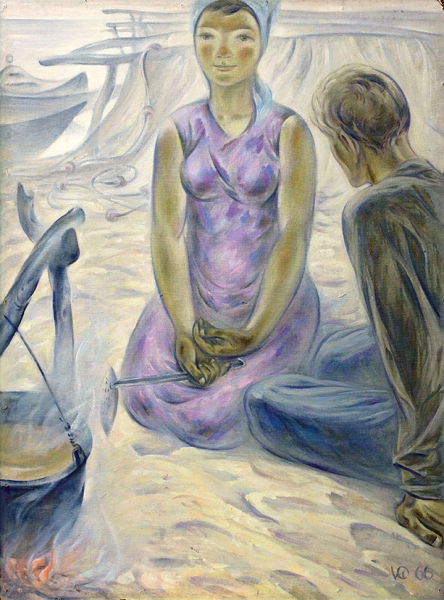 Иванов Юрий Петрович (род. 1939) «Утро». 1966. Оргалит, масло, 160x119 см.