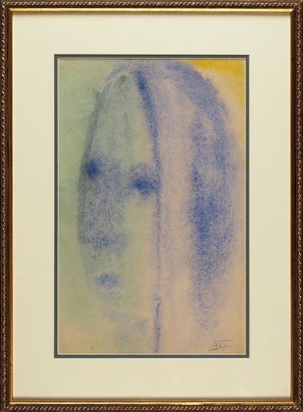 [Собрание С.А. Шустера] Бубнова Варвара Дмитриевна (1886–1983) «Голубой портрет». 1960-е. Бумага, акварель, 38x24 см.