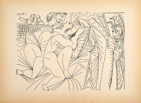 Две репродукции эротических гравюр Пабло Пикассо из уникальной серии «Suite 347» 1968 года. [1990-е гг.?].