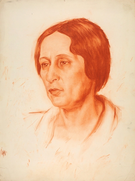 Неизвестный художник «Женский портрет». 1920-е — 1930-е. Бумага, сангина, 43,5x33 см.