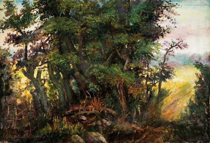 Ермилова-Платова Ефросинья Федосеевна (1895–1974) «Деревья». 1935. Холст, масло, 39x57 см.