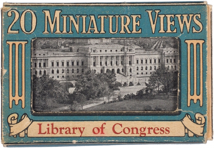 [Набор миниатюрных открыток] Библиотека Конгресса США. 20 миниатюрных видов. [На англ. яз.]. Cambridge: Made by Tichnor Bros., Inc., [1930-е гг.].
