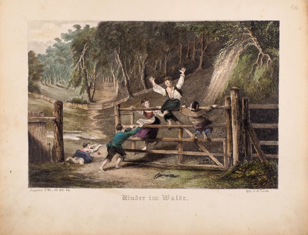 Тайх (Teich) Антон фон «Дети в лесу». 1856. Бумага, акварель, 21x25,3 см.