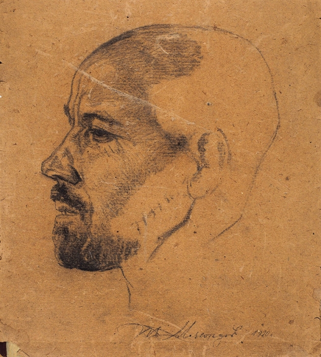 Мясоедов Иван Григорьевич (1881–1953) «Мужской портрет». 1920. Бумага на картоне, уголь, 31x27,6 см.