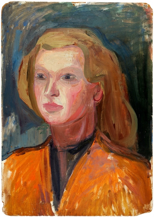 Кольцова-Бычкова Александра Григорьевна (1892–1985) «Женский портрет». Вторая треть ХХ века. Картон, масло, 49x34,5 см.