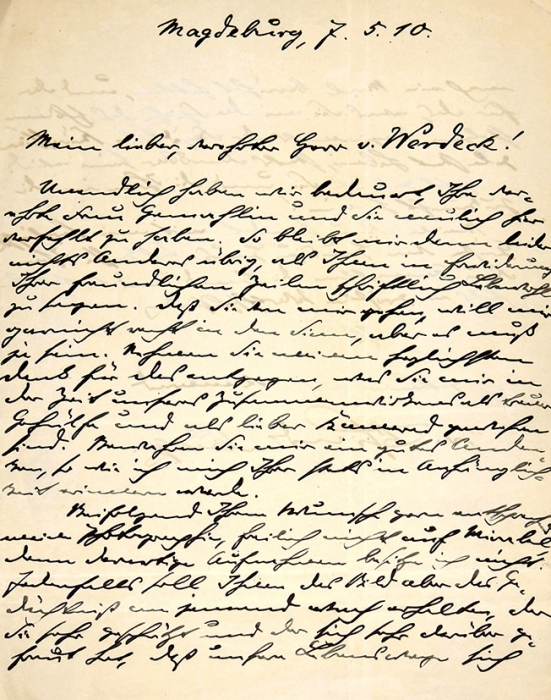 [Автограф Гинденбурга] Лот из двух предметов, связанных с именем Кайзера. [Магдебург; Берлин, 1910-1934].