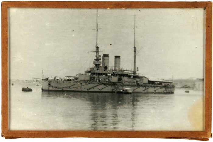 Фотография эскадренного броненосца «Ростислав» на Севастопольском рейде. 1914 г.
